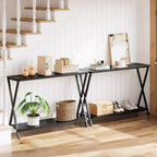 Petite console d'entrée, Table de couloir étroite, Console industrielle à 2 niveaux avec étagères, Table derrière le canapé, Consoles de foyer