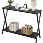 Petite console d'entrée, Table de couloir étroite, Console industrielle à 2 niveaux avec étagères, Table derrière le canapé, Consoles de foyer