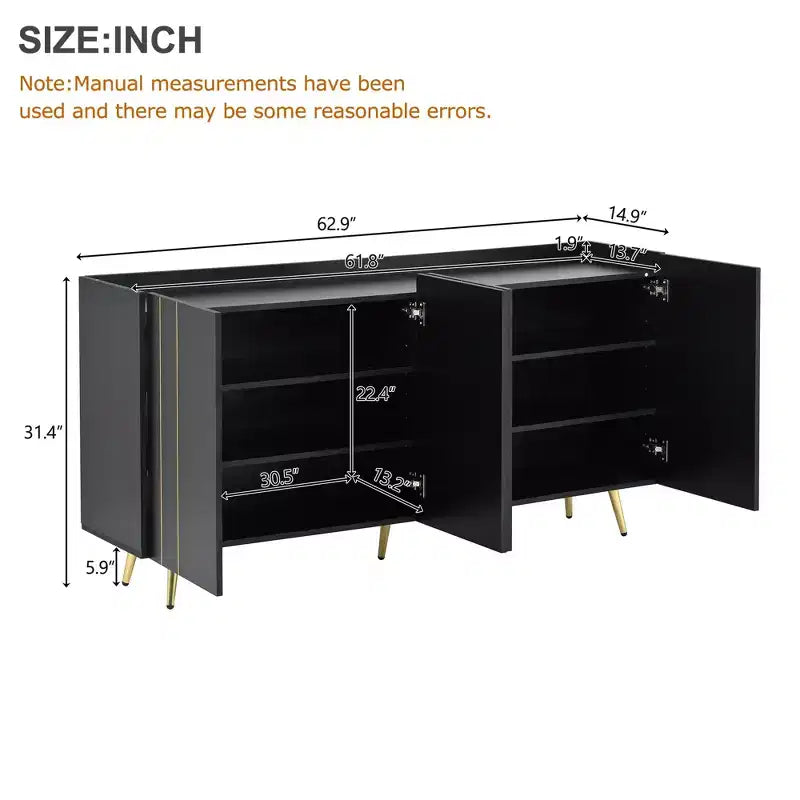 Meuble à chaussures luxueux CLIHOME avec 5 pieds en métal, meuble TV moderne avec 4 étagères réglables pour téléviseurs jusqu'à 70 pouces, buffet minimaliste