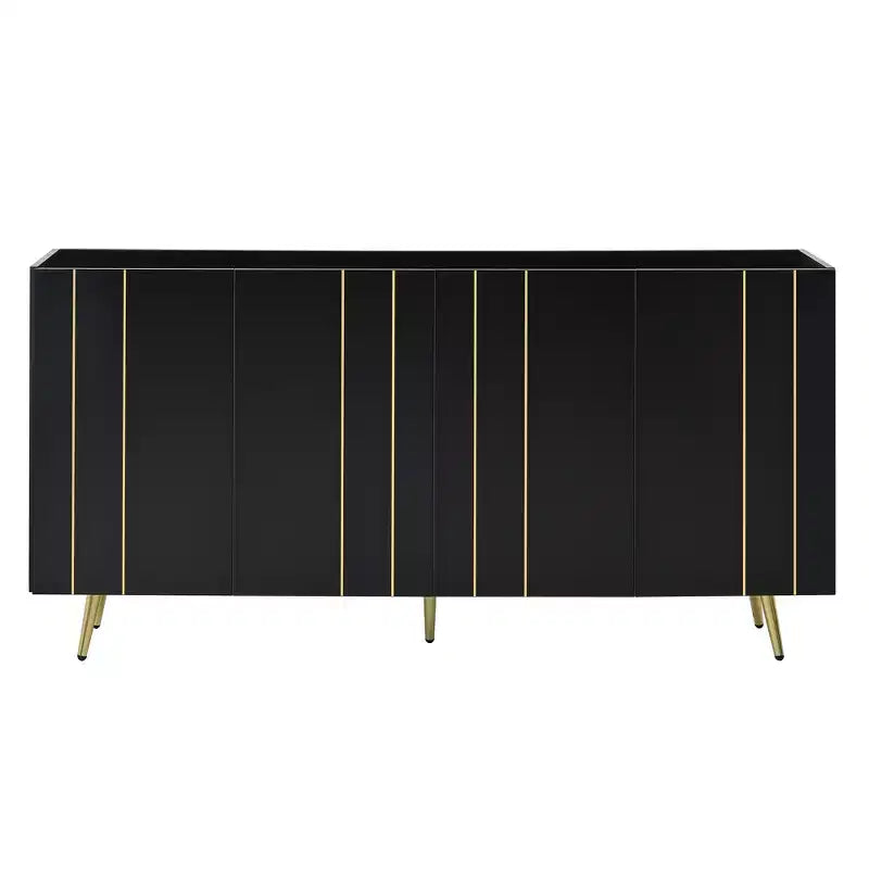 Meuble à chaussures luxueux CLIHOME avec 5 pieds en métal, meuble TV moderne avec 4 étagères réglables pour téléviseurs jusqu'à 70 pouces, buffet minimaliste