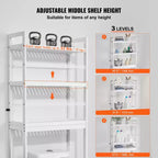 Étagère de Rangement pour Toilettes VEVOR, Organisateur de Salle de Bain 3 Niveaux Réglable, Étagère en Bambou avec 3 Crochets, Convient à la Plupart des Toilettes, Blanc