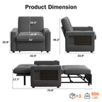 Fauteuil convertible 3 en 1 Dyonery, largeur 42,5 po, avec lit escamotable, ports de chargement USB, table d'appoint et porte-gobelet