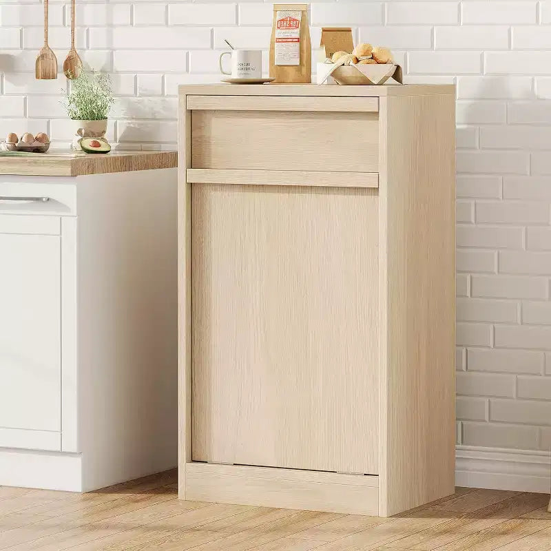 Poubelle inclinable, avec rangement de 38 litres, cache-poubelle autoportant, panier à linge pour cuisine, salle à manger, salon