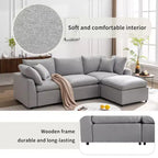 CLIHOME Canapé Sectionnel Convertible Rembourré en Duvet, Canapé en Forme de L avec Méridienne Réversible