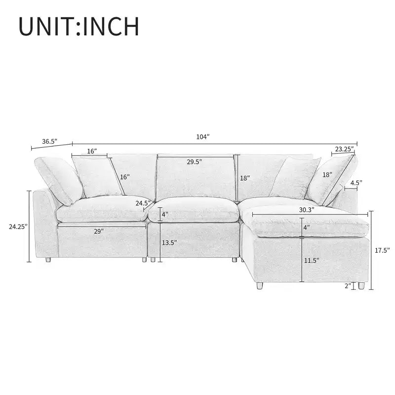 CLIHOME Canapé Sectionnel Convertible Rembourré en Duvet, Canapé en Forme de L avec Méridienne Réversible