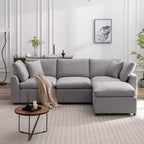 CLIHOME Canapé Sectionnel Convertible Rembourré en Duvet, Canapé en Forme de L avec Méridienne Réversible