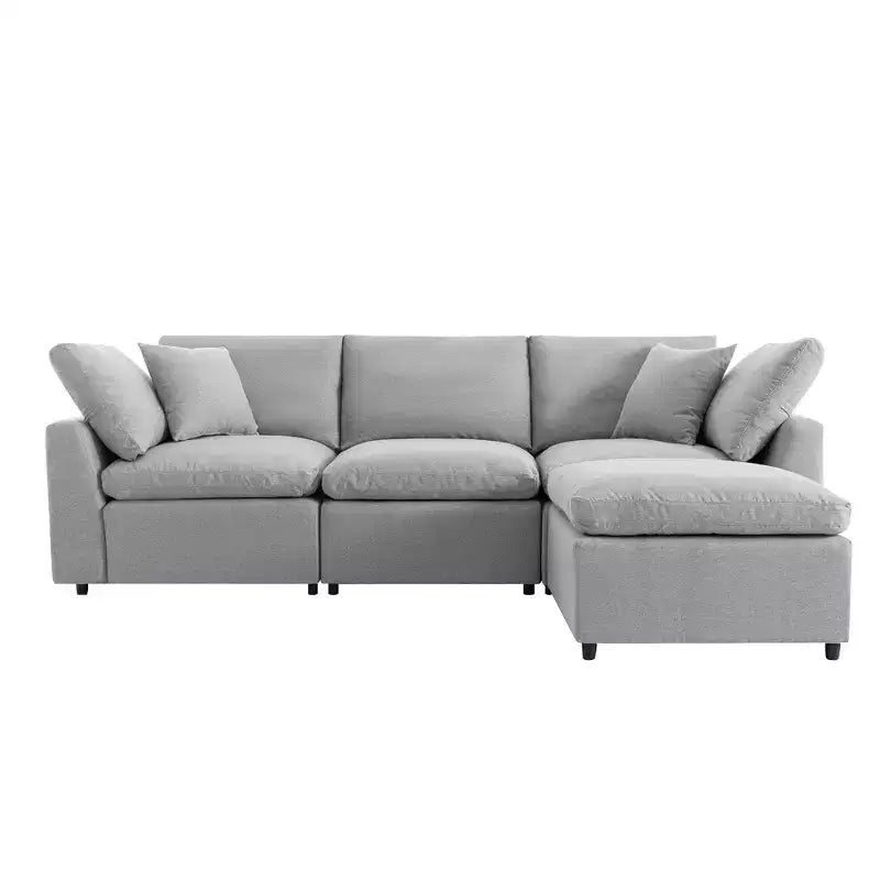 CLIHOME Canapé Sectionnel Convertible Rembourré en Duvet, Canapé en Forme de L avec Méridienne Réversible