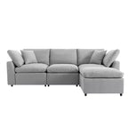 CLIHOME Canapé Sectionnel Convertible Rembourré en Duvet, Canapé en Forme de L avec Méridienne Réversible