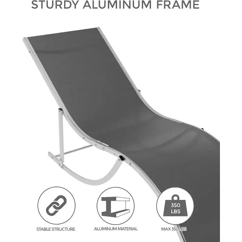 Lot de 2 chaises longues de plage d'extérieur, chaises de bronzage réglables pour terrasse, jardin, arrière-cour, balcon, noir/taupe/gris