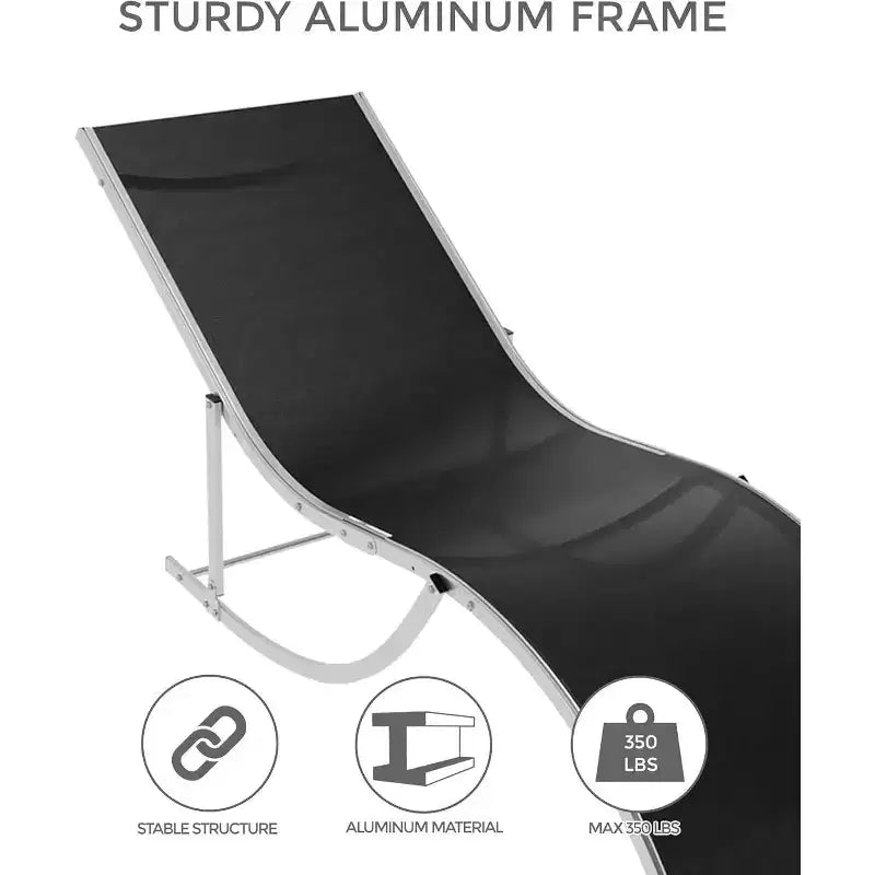Lot de 2 chaises longues de plage d'extérieur, chaises de bronzage réglables pour terrasse, jardin, arrière-cour, balcon, noir/taupe/gris