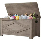 Banc de rangement de 99,06 cm, coffre de rangement en bois avec 2 charnières de sécurité, grande malle à jouets de 136 kg avec 2 poignées, montage facile, pour entrée, chambre