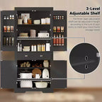 Meuble de rangement haut de cuisine de 71,7 po, buffet de rangement autoportant avec étagères réglables, vaisselier en bois