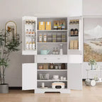 Meuble de rangement haut de cuisine de 71,7 po, buffet de rangement autoportant avec étagères réglables, vaisselier en bois
