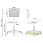 Chaise de bureau sans accoudoirs en maille, réglable en hauteur avec soutien lombaire, fauteuil pivotant à roulettes pour petits espaces