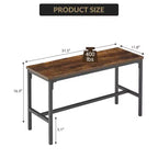 Ensemble table et chaises de salle à manger CuisinSmart pour 4 personnes, table de cuisine avec 2 bancs, ensemble de salle à manger avec porte-bouteilles, marron, noir, gris
