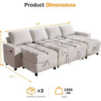 Canapé d'angle modulable 4 places Dyonery 108 avec ports USB/dossier réglable/2 sièges de rangement