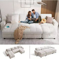 Dyonery 108 4 Seat Modular Sectional Sofa with USB Ports/Adjustable Backrest/2 Storage Seats