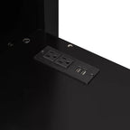 Lit mezzanine double Merax avec bureau, armoire, lumières LED RVB et port de chargement USB - Cadre noir élégant avec de multiples espaces de rangement pour les amateurs de jeux