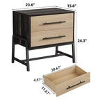 Table d'appoint en bois clair avec pieds en métal, table de chevet avec rangement, tables d'appoint modernes du milieu du siècle pour chambre à coucher, salon.