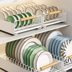 Metal Kitchen Pull-Out Drawer, Dish Drainer with Removable Tray, Kitchen Cupboard Storage Drawer Organizer Holder, Cupboard Organizers