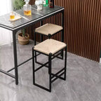 MAYEERTY Lot de 2 tabourets de bar sans dossier en corde de papier tressée pour cuisine