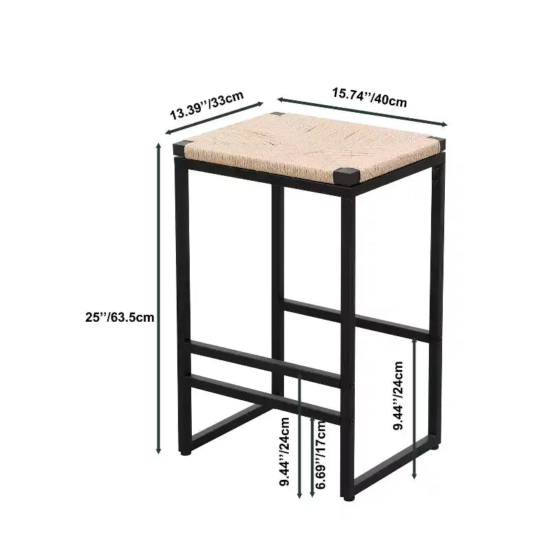 MAYEERTY Lot de 2 tabourets de bar sans dossier en corde de papier tressée pour cuisine