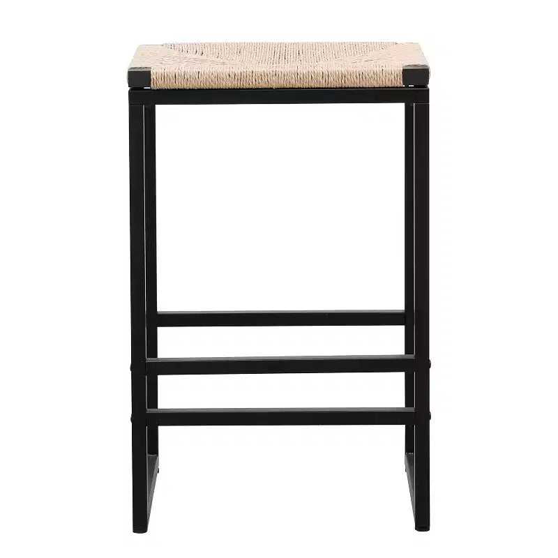 MAYEERTY Lot de 2 tabourets de bar sans dossier en corde de papier tressée pour cuisine