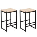 MAYEERTY Lot de 2 tabourets de bar sans dossier en corde de papier tressée pour cuisine
