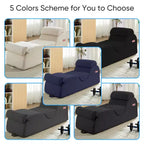 Mjkone Chaise Longue de Yoga en Velours Côtelé, Canapé de Yoga Incurvé avec Appui-Tête/Coussin Lombaire/Repose-Pieds Amovibles, Base Antidérapante