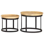 vidaXL Table d'appoint Bois de manguier massif et acier laqué marron et noir