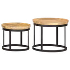 vidaXL Table d'appoint Bois de manguier massif et acier laqué marron et noir
