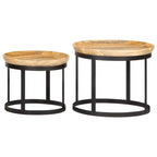 vidaXL Table d'appoint Bois de manguier massif et acier laqué marron et noir