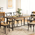 Table à manger industrielle HOMCOM pour 8 personnes, table de cuisine rectangulaire de 180 cm avec grand plateau et pieds en acier pour salle à manger