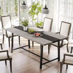 Table à manger industrielle HOMCOM pour 8 personnes, table de cuisine rectangulaire de 180 cm avec grand plateau et pieds en acier pour salle à manger