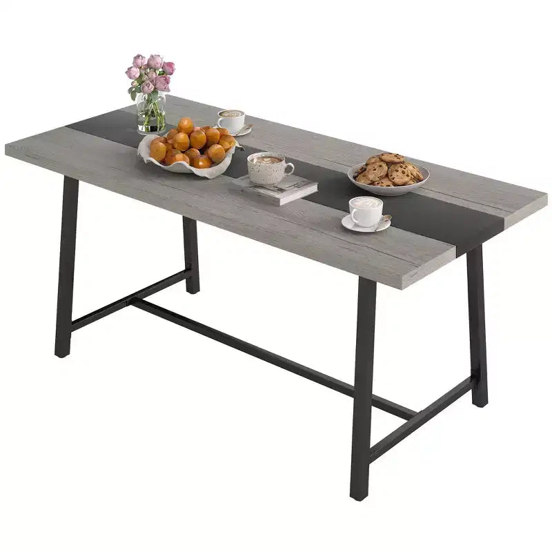 Table à manger industrielle HOMCOM pour 8 personnes, table de cuisine rectangulaire de 180 cm avec grand plateau et pieds en acier pour salle à manger