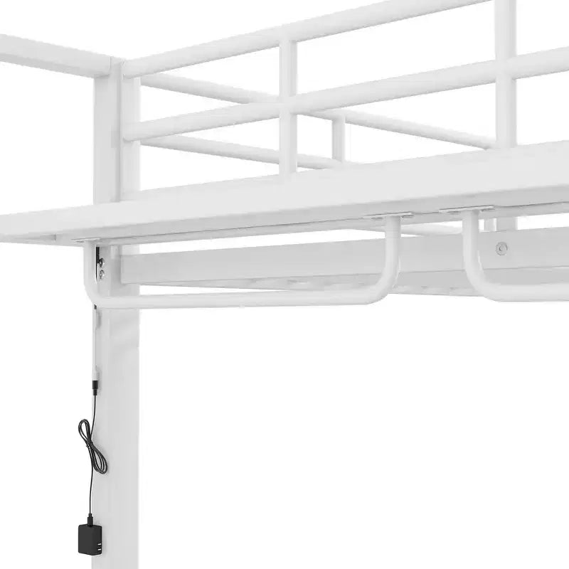 Lit superposé en métal de taille double Whisen avec bandes lumineuses LED (7 couleurs), étagères de rangement ouvertes et crochets