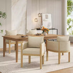 Christopher Knight Home Keera, fauteuils modernes en lin et bois d'hévéa (lot de 4)