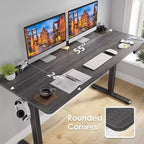 PexFix 55 x 24 bureau électrique debout avec plateau en noyer, hauteur réglable, pour ordinateur, bureau à domicile avec panneau d'assemblage