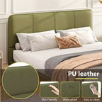 Lit plateforme flottant grand format Whisen avec lumières LED, cuir PU, construction robuste et attrait moderne