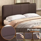 Lit plateforme flottant grand format Whisen avec lumières LED, cuir PU, construction robuste et attrait moderne
