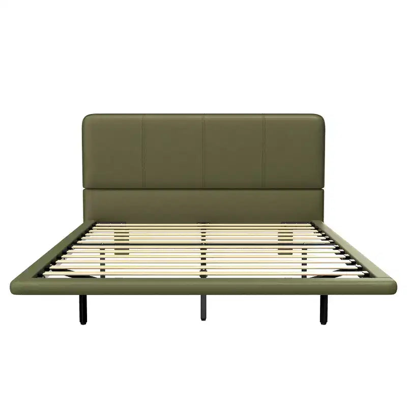 Lit plateforme flottant grand format Whisen avec lumières LED, cuir PU, construction robuste et attrait moderne