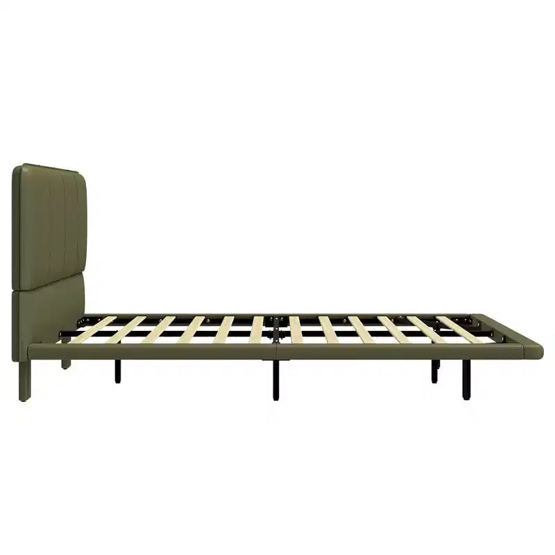 Lit plateforme flottant grand format Whisen avec lumières LED, cuir PU, construction robuste et attrait moderne