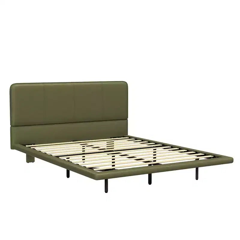 Lit plateforme flottant grand format Whisen avec lumières LED, cuir PU, construction robuste et attrait moderne
