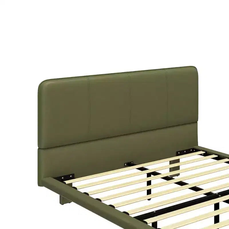 Lit plateforme flottant grand format Whisen avec lumières LED, cuir PU, construction robuste et attrait moderne