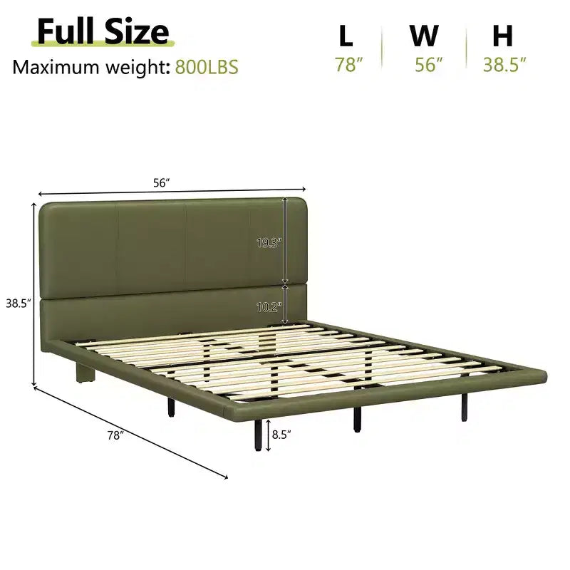 Lit plateforme flottant grand format Whisen avec lumières LED, cuir PU, construction robuste et attrait moderne