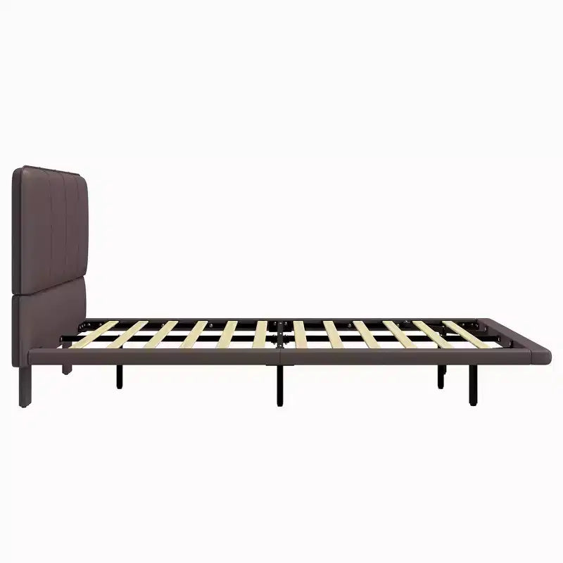 Lit plateforme flottant grand format Whisen avec lumières LED, cuir PU, construction robuste et attrait moderne