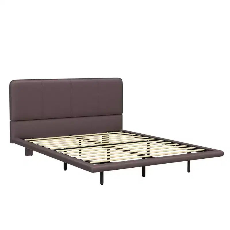 Lit plateforme flottant grand format Whisen avec lumières LED, cuir PU, construction robuste et attrait moderne
