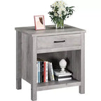Farmhouse Nightstand Set of 2, Modern End Table with Storage Drawer, Wood Night Stand Side Table for Bedroom Living Room Nursery Office