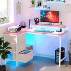 CuisinSmart Bureau d'angle en L de 43 pouces, bureau de gaming à 3 tiroirs avec étagères de rangement et support d'écran, bureau réversible pour la maison ou le bureau