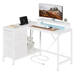 CuisinSmart Bureau d'angle en L de 43 pouces, bureau de gaming à 3 tiroirs avec étagères de rangement et support d'écran, bureau réversible pour la maison ou le bureau